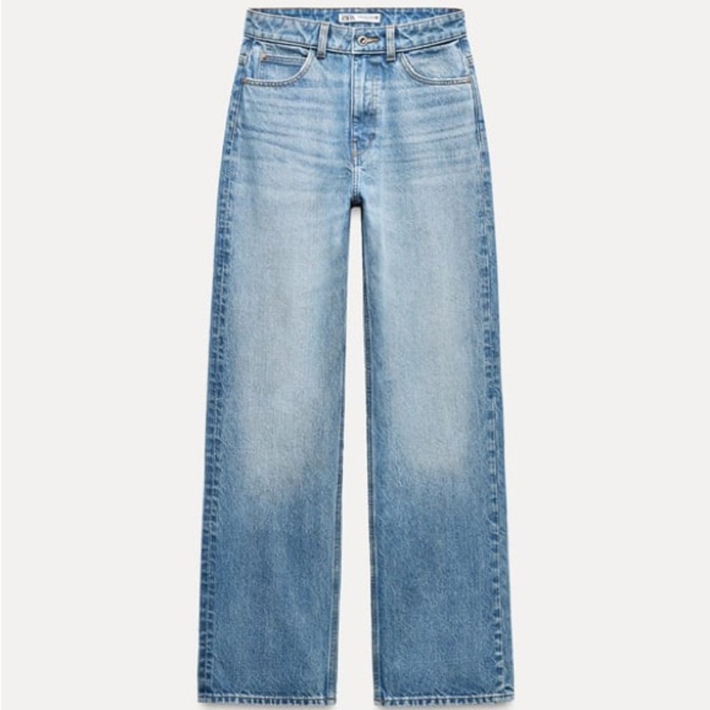 Zara Z1975 High rise long length straight cut jeans